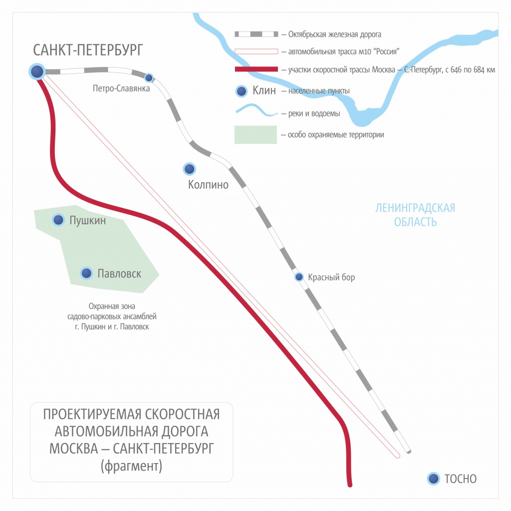 Скоростная дорога москва санкт петербург карта